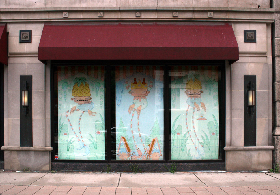 We Dance Woodward Window Installation in abandoned storefront in Detroit, MI